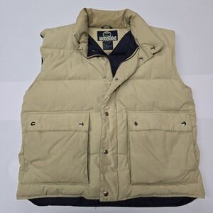 Vintage Woodlake Mens Puffer Vest Tan Insulated Down Feather Outdoor Size L